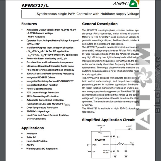 APW8727L ANPEC ENTEGRE