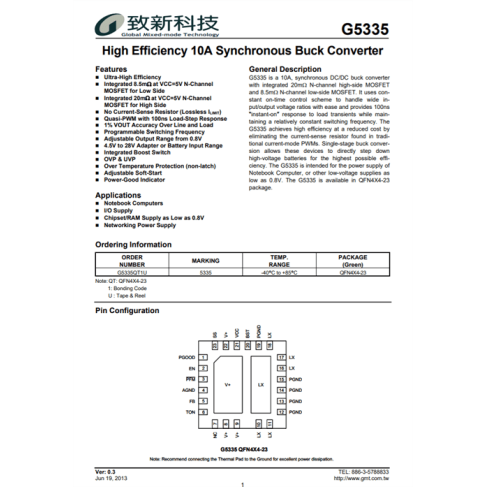 G5335 G5335QT1U Buck Converter Entegre G5335 G5335QT1U Buck Converter Entegre