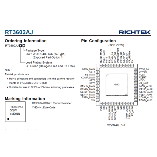 RT3602AJ RT3602AJGQW RICHTEK ENTEGRE