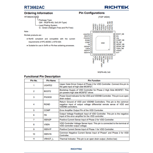 RT3662AC RT3662ACGQW RICHTEK ENTEGRE