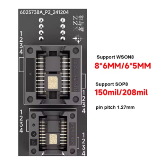 XZZ 4 in 1 BIOS / Serial Flash Socket 200-209mil WSON8x6 150mil WSON5x6 Programlama Adaptörü