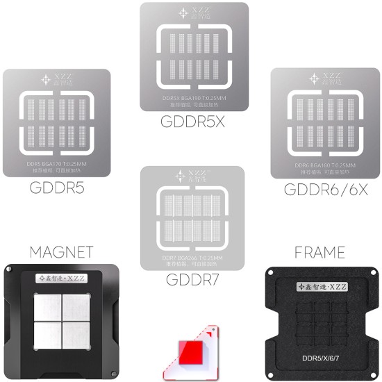 3D VRAM DDR5(X)-DDR6(X)-DDR7 C4 Stencil + Ara Yuva + Magnet 6 Parça Set 3D VRAM DDR5(X)-DDR6(X)-DDR7 C4 Stencil + Ara Yuva + Magnet 6 Parça Set