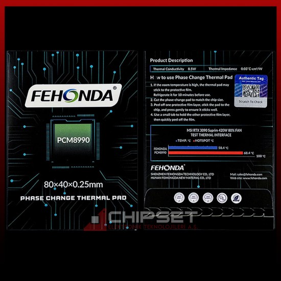 Fehonda® PCM8990 8.5W/mK 40x80x0.25mm Phase Change Pad Fehonda® PCM8990 8.5W/mK 40x80x0.25mm Phase Change Pad