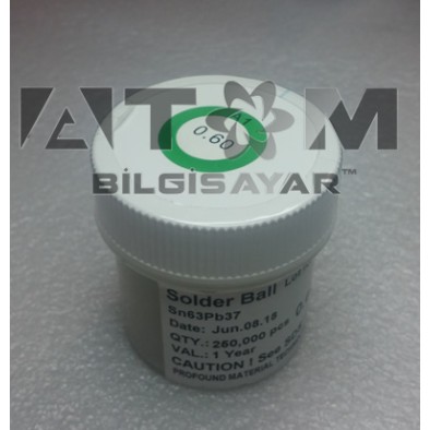 0.60mm 250K Sn63Pb37 180c Kurşunlu Lehim Topu